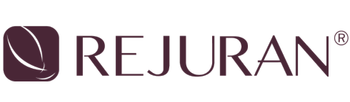 Rejuran logo in gray scale design.