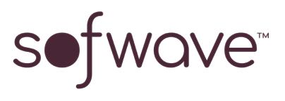 Sofwave logo on a black background.